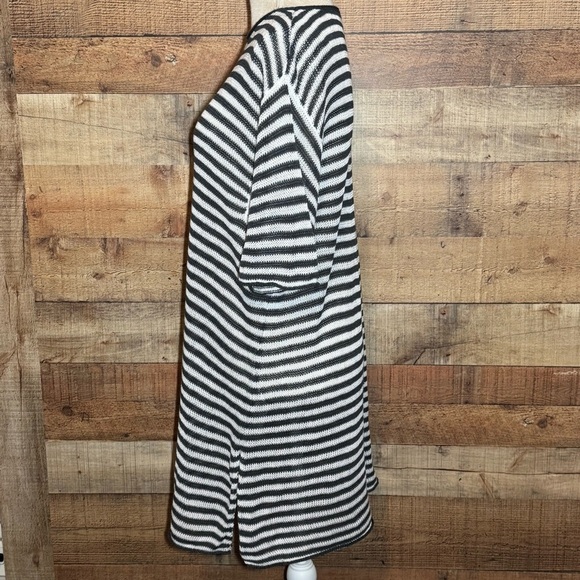 Eileen Fisher Graphite Organic Linen Knit Stripe Round Neck Tunic size Large - Picture 3 of 10